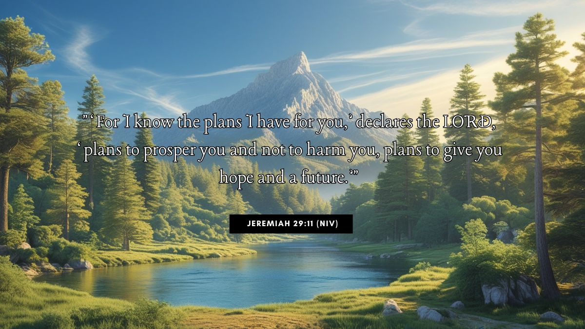 Teen Bible Verse Graphics illustrating Jeremiah 29:11 (NIV): "‘For I know the plans I have for you,’ declares the LORD, ‘plans to prosper you and not to harm you, plans to give you hope and a future.’"