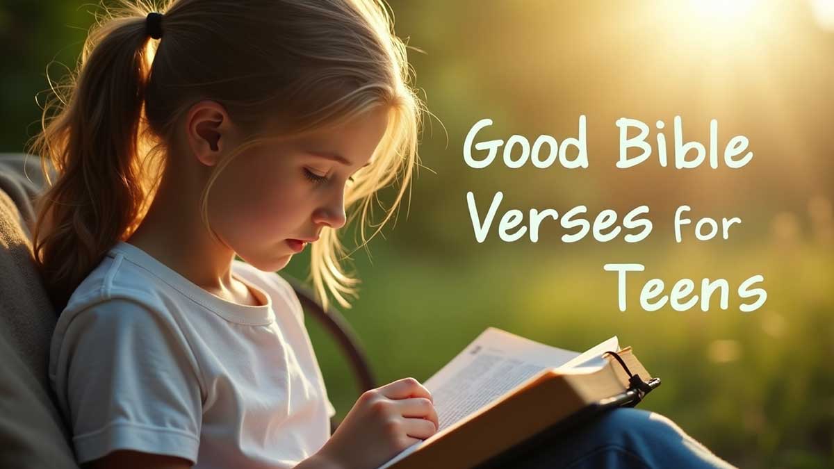A teenager finds peace and encouragement reading Good Bible Verses for Teens, using God's word as their daily anchor in a sunlit, hopeful setting.