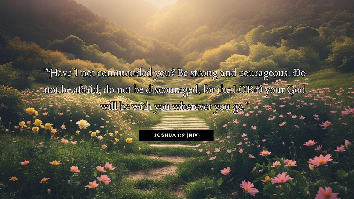 Teen Bible Verse Graphics illustrating Joshua 1:9 (NIV): "Have I not commanded you? Be strong and courageous. Do not be afraid; do not be discouraged, for the LORD your God will be with you wherever you go."