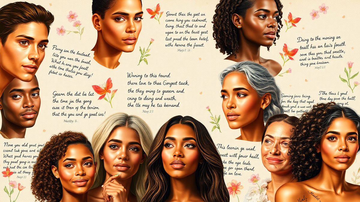 Bible verses for specific people: Collage of diverse individuals finding daily scripture encouragement for Christian living.