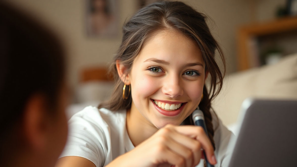 A hopeful teenage daughter smiling, reflecting the joy and strength that comes from a parent's inspirational birthday prayer for her faith and character.