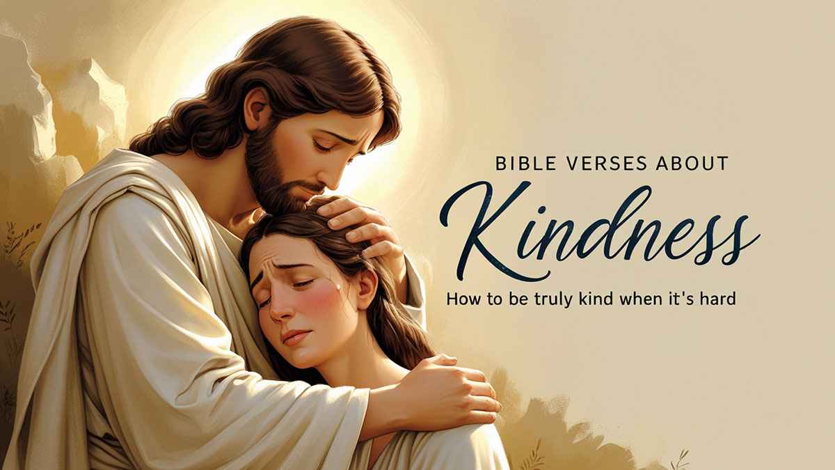 Jesus comforting a grieving woman with warmth and compassion – bible verses about kindness in hard times