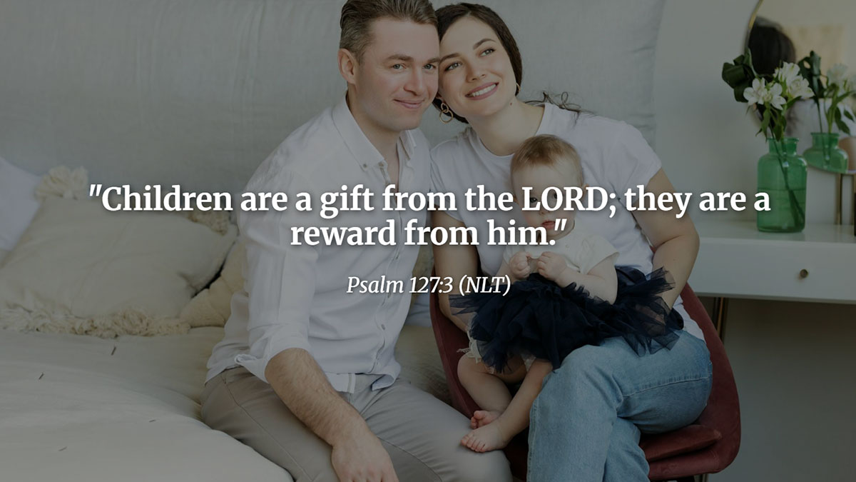 Bible Verses for Home Blessing for Children's Rooms and Nurseries - Psalm 127:3 "Children are a gift from the LORD; they are a reward from him" featured in a warm nursery setting.