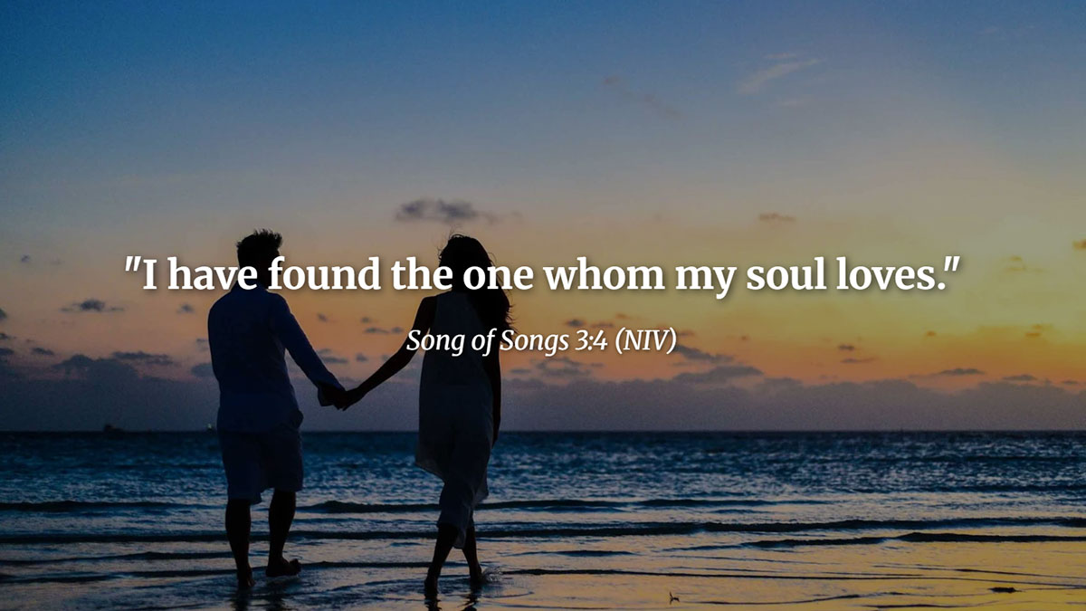 Bible Verses for Home Blessing for Living Room and Bedrooms - Song of Songs 3:4 "I have found the one whom my soul loves" displayed in a peaceful and intimate home setting.