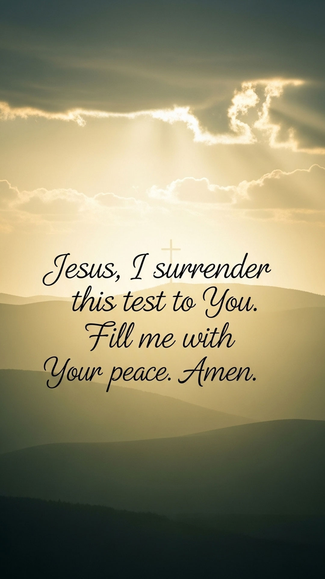 Quick prayer for exam success card for your phone with Christian message surrendering a test to Jesus and asking for peace and confidence
