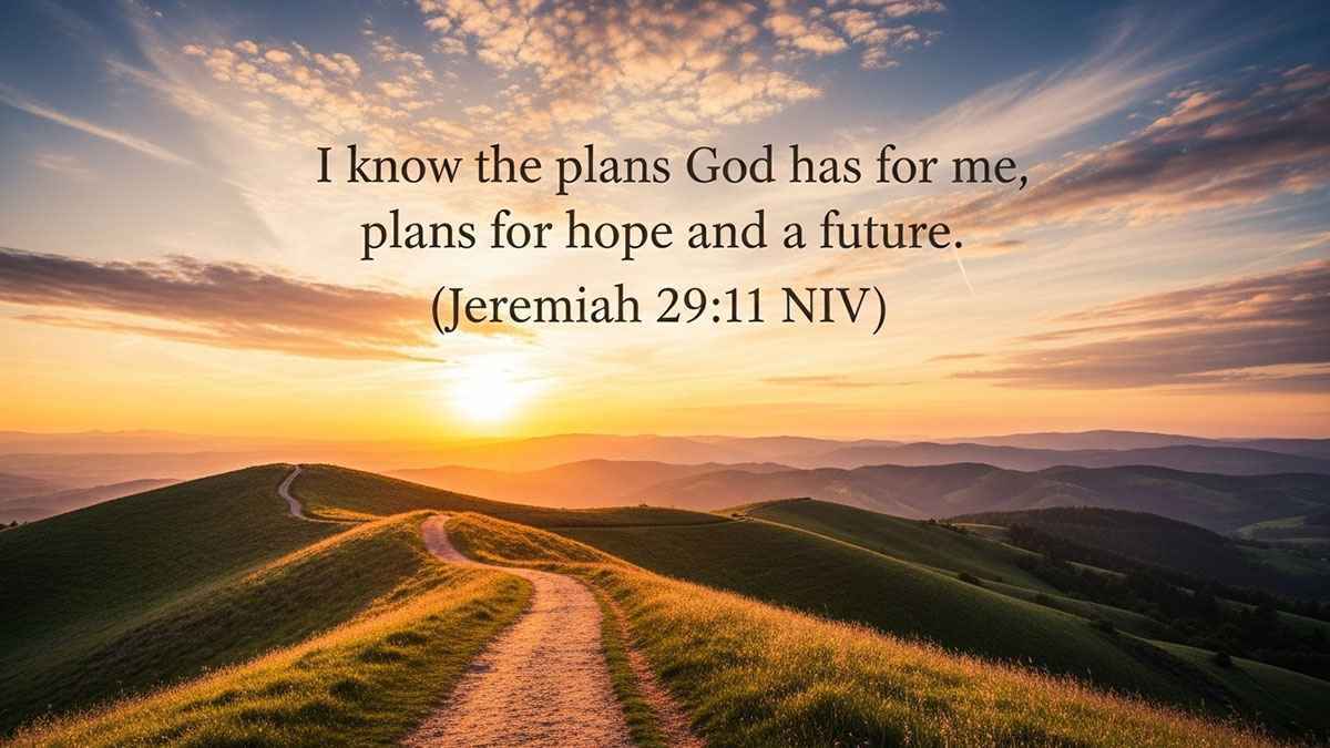 Speak Life Bible verse from Jeremiah 29:11 NIV: “I know the plans God has for me, plans for hope and a future,” a declaration of faith for your work, calling, and future