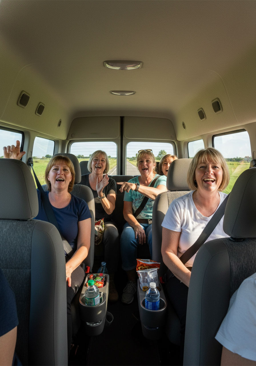 Christian women on a road trip day trip adventure for a women's ministry ladies group outing