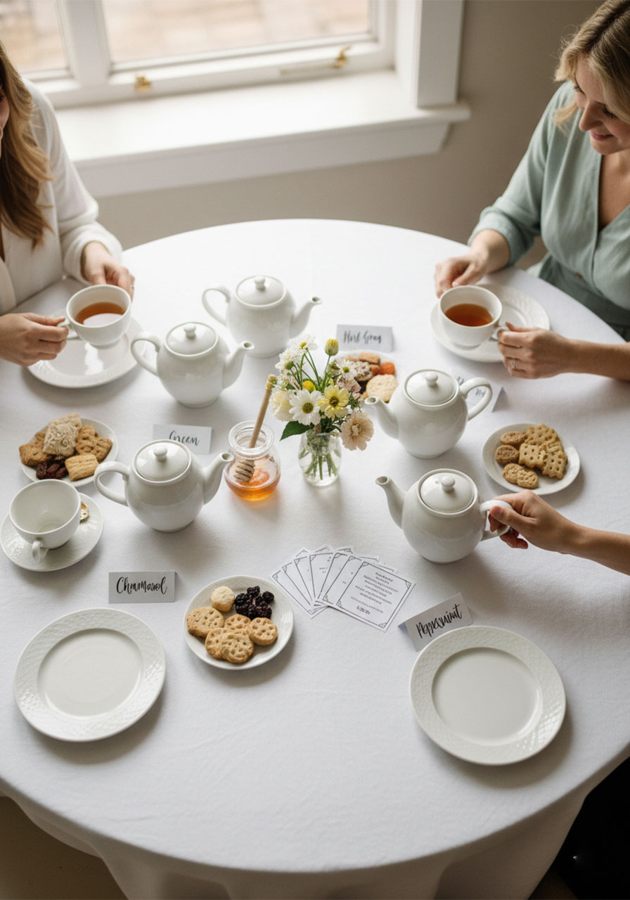Christian women enjoying a tea tasting party at a women's ministry ladies night fellowship
