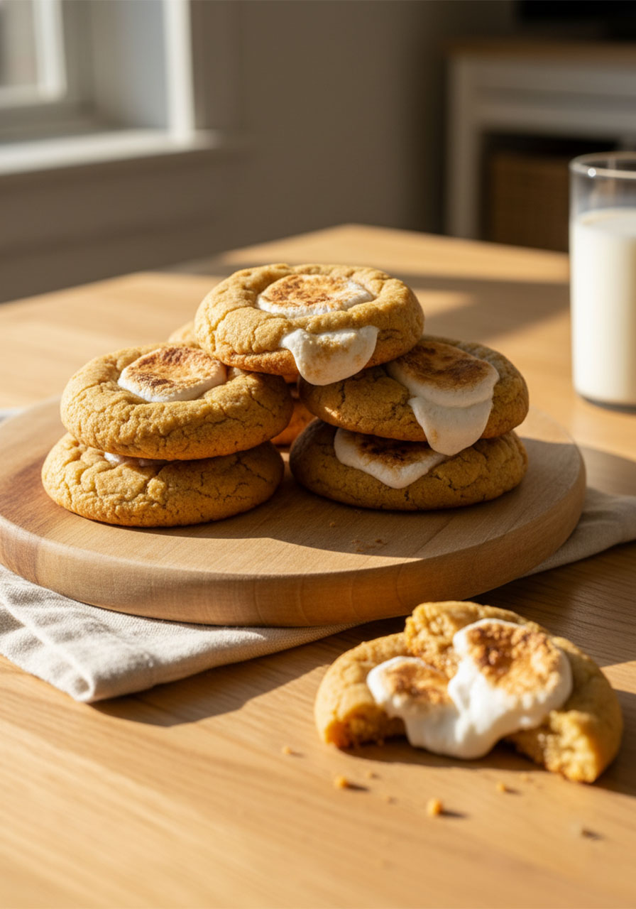 Plate of vegan fluffernutter peanut butter marshmallow cookies ready to serve and share with family